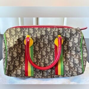 Dior Brown Satchel with Red and Green Accents